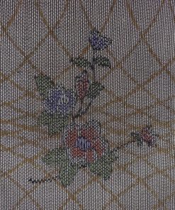 反物 秀品 紬 証紙 草花 幾何学模様 純泥 灰茶 正絹 中古